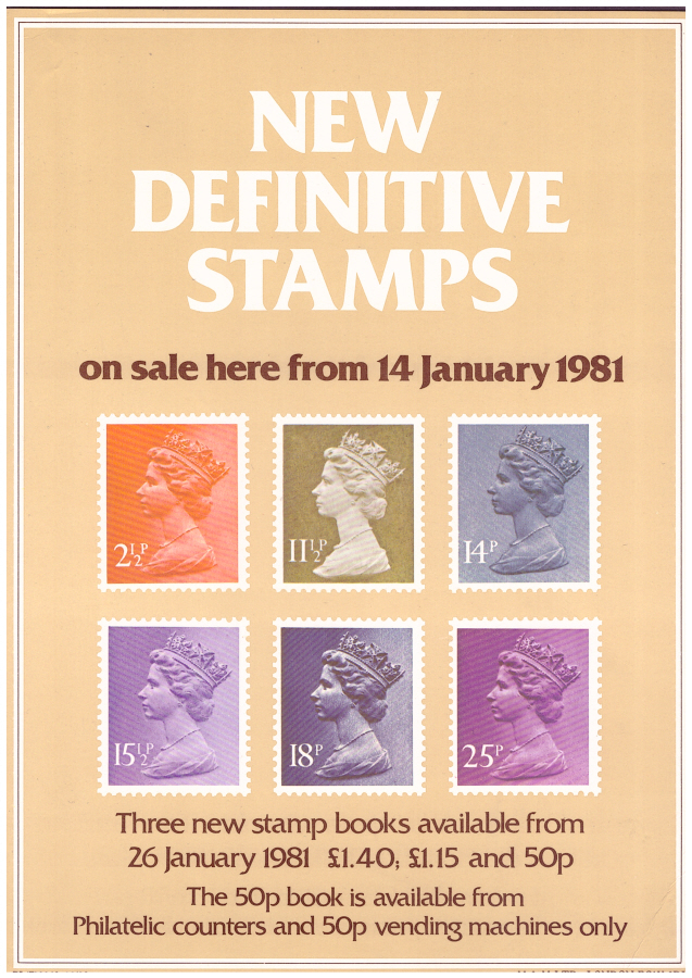 (image for) 1981 New Definitive Stamps Post Office A4 poster. PL(P) 2840 12/80.